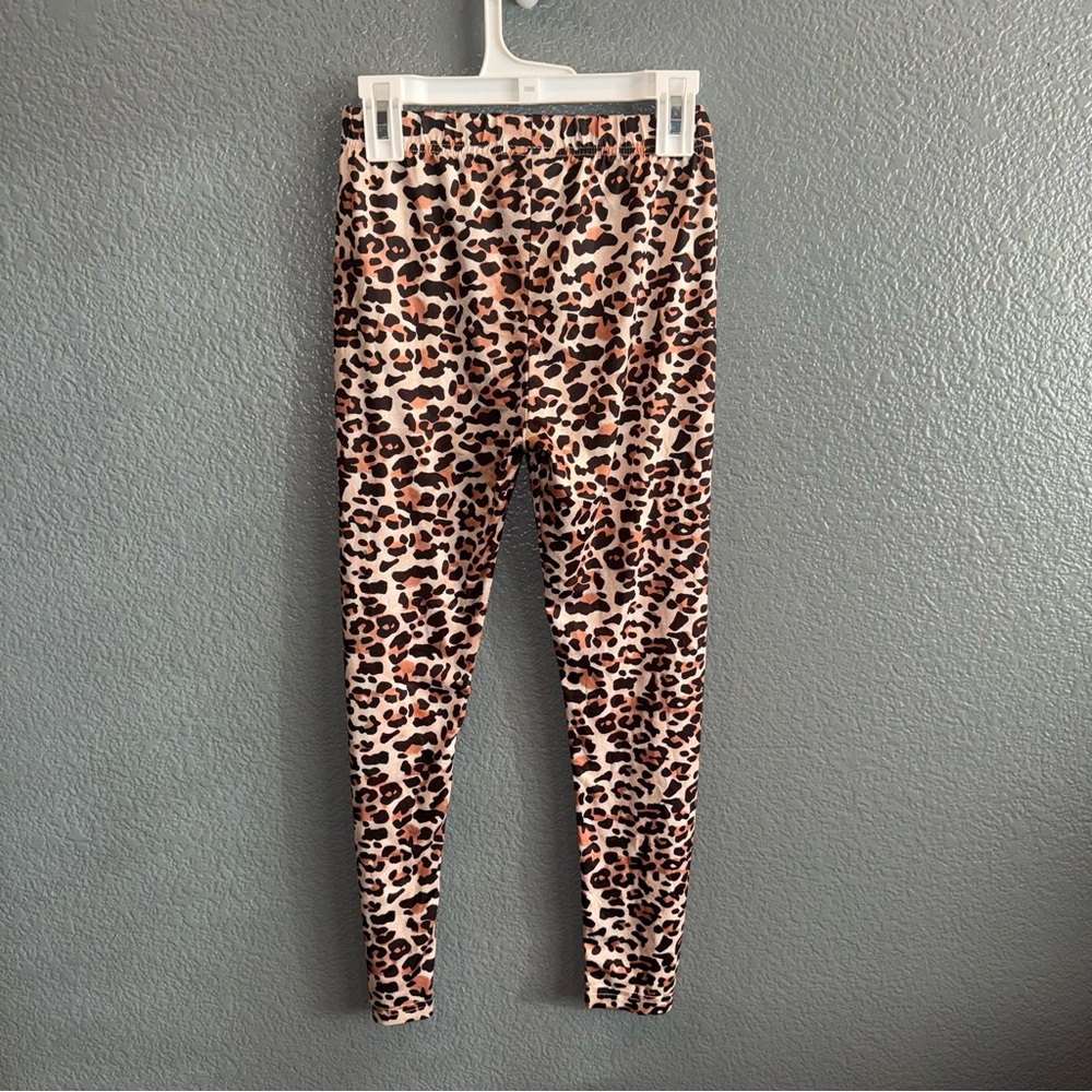 Youth Girls Size 8–9 Y Leopard Print Active Stretch Skinny Ankle Pants Bottoms - Picture 2 of 8